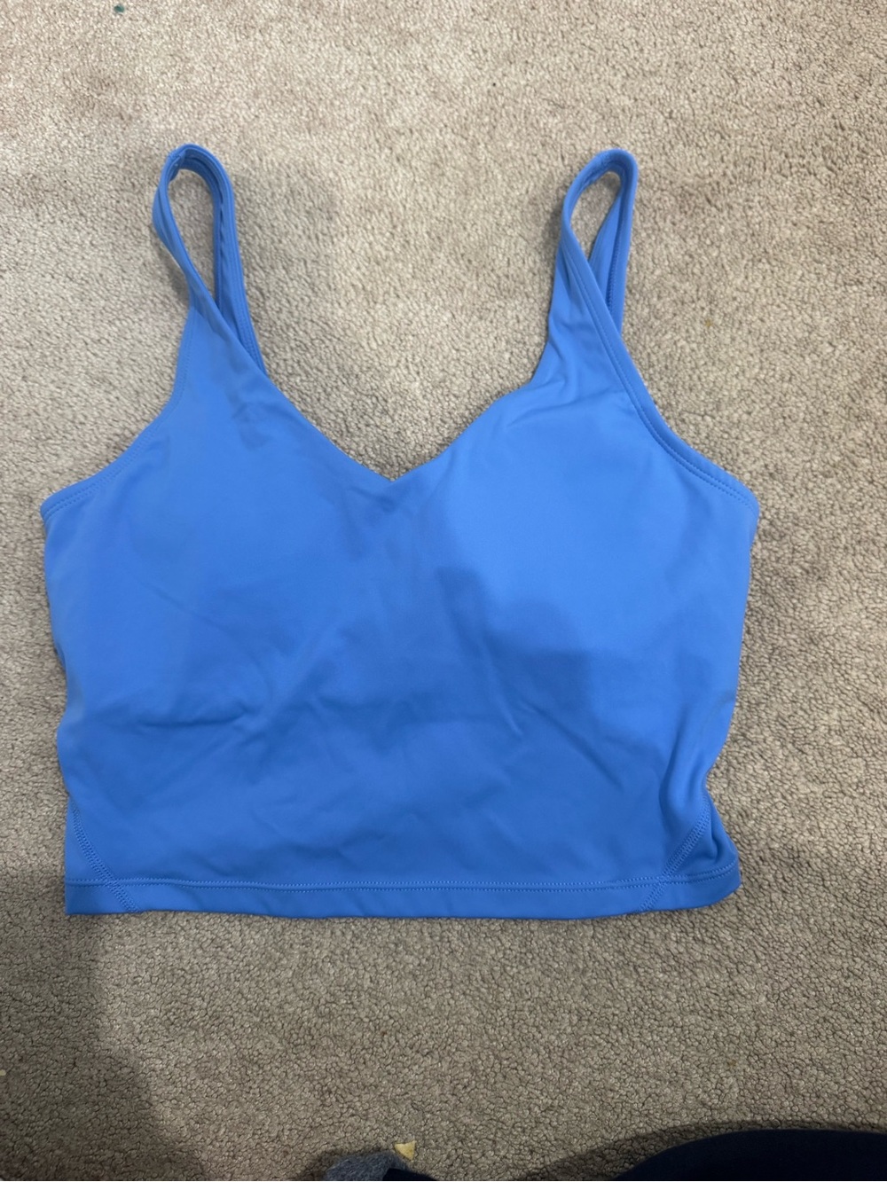 Blue V-Neck Cropped Athletic Tank Top